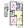 グラン　テレーノ　Ｅ 2LDKの間取り