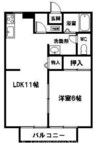 サンライフ植松A 1LDKの間取り