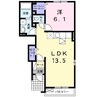 サン・ロイヤルガーデンＡ 1LDKの間取り