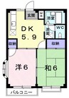 エルディムひばり 2Kの間取り