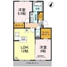 マインパレスⅡ　A棟 2LDKの間取り
