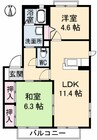 バリュージュ　バオバブA棟 2LDKの間取り