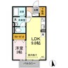 クリエ　ガーデン 1LDKの間取り