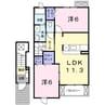 モーダフィオーレＢ 2LDKの間取り
