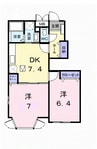ヴァルトブリーゼ　Ａ 2DKの間取り