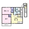ハーモニーハイツ横井 2DKの間取り