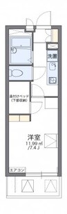 レオパレスエトワール　栗林 1Kの間取り