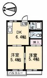 ヘイゼルハイツ　Ｂ棟 2DKの間取り