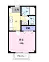 イグレック。楯　Ｂ 1Kの間取り