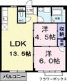 エルディム松本Ａ 2LDKの間取り