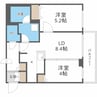 クラッセ札幌シティアクシア・サウステラス 2LDKの間取り