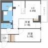 クラッセ札幌シティアクシア・サウステラス 2LDKの間取り