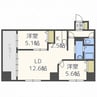 グランカーサ北3条 2LDKの間取り