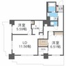 パシフィックタワー札幌 2LDK+Sの間取り