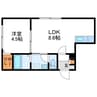 ペシェ北大西 1LDKの間取り