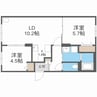 コンチェルト桑園 2LDKの間取り