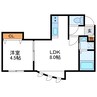ハピネス北21条 1LDKの間取り