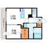 アルファスクエア北12西3 1LDKの間取り