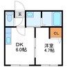 インヴェストN5 1DKの間取り