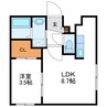 リベルタ桑園 1LDKの間取り