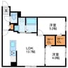 Highgate　ハイゲート 2LDKの間取り