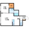 CIEL北11条　シエルキタ11 1LDKの間取り