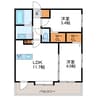 アルファスクエア北22 2LDKの間取り