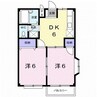 エルディムナガヤマ 2DKの間取り