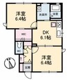 ガーデンリラ　Ｃ棟 2DKの間取り