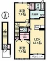 カレラガーデン　Ｂ棟 2LDKの間取り
