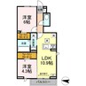 ポラリス井尻野 2LDKの間取り