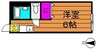 爪崎サンプラザ 1Kの間取り