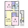 フェリシダ矢蔵　Ⅲ 2LDKの間取り