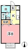 セゾン和気　B 1Kの間取り