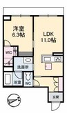 コモンドーレ 1LDKの間取り