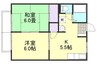サンライフ倉敷A 2DKの間取り