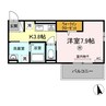 ラ・レコルト 1Kの間取り