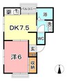 サネヒサギャラリーツボイ 1DKの間取り