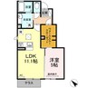 シンシアナガセ 1LDKの間取り