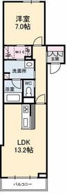 グランジョリカ 1LDKの間取り