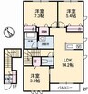 グラム 2LDKの間取り