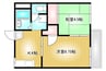 幸運マンション2号棟 2Kの間取り