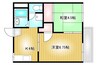 幸運マンション2号棟 2Kの間取り
