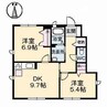 トリアス　Ａ棟 2DKの間取り