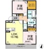 ヴェルデ溝口 2LDKの間取り