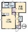 アイリスⅡ 1LDKの間取り