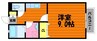 グランディールB 1Kの間取り