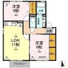 セジュール２１　B棟 2LDKの間取り