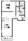 ソラーナ福井 1LDKの間取り