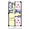 アヴェニ－ル 2LDKの間取り